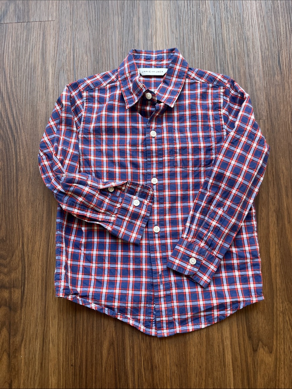 Janie and Jack | Navy & Red Plaid Cotton Button-Up
